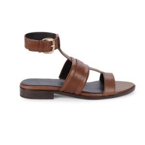 27 Edit Elva Brown Leather Ankle Strap Sandals - New
